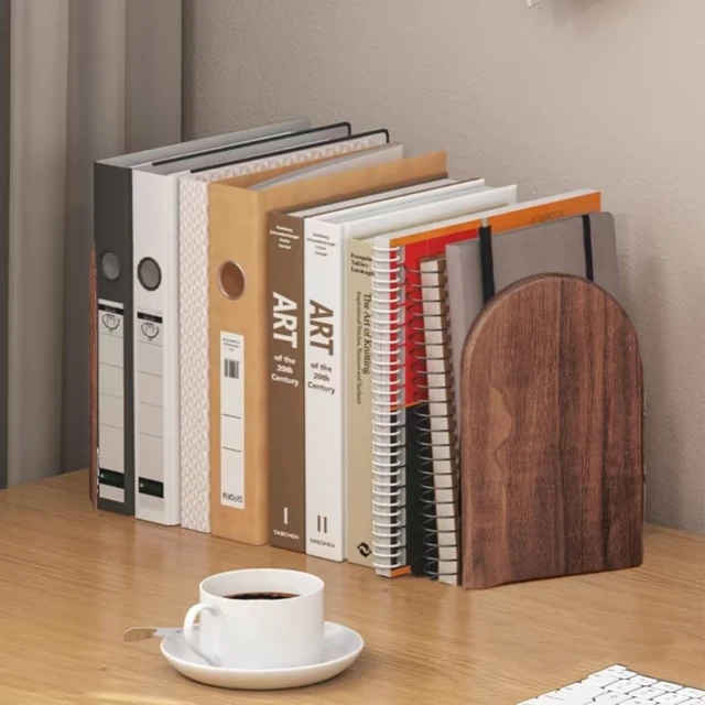 Alt view image 3 of 7 - 2pcs Book Ends for Shelves Heavy Duty Books Bookend Book End Decorative Wooden Book Holders Book Stopper for Shelves Coolest Shelf Bookends for Kids Books Shelf Holder Organizer Accessories