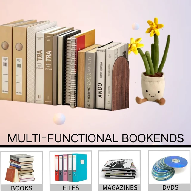 Alt view image 7 of 7 - 2pcs Book Ends for Shelves Heavy Duty Books Bookend Book End Decorative Wooden Book Holders Book Stopper for Shelves Coolest Shelf Bookends for Kids Books Shelf Holder Organizer Accessories