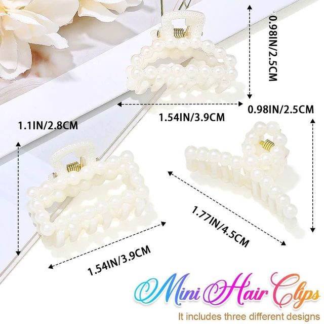 Alt view image 2 of 7 - Pearl Hair Clips Mini Claw Clips Bridal Hair Accessories for Women | White Hair Claw Clips Mini Cute Hair Clips for Daily Wedding Prom