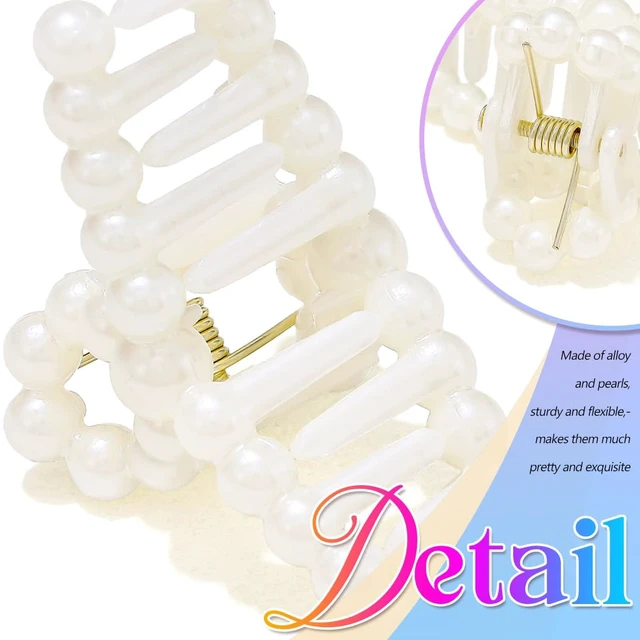 Alt view image 4 of 7 - Pearl Hair Clips Mini Claw Clips Bridal Hair Accessories for Women | White Hair Claw Clips Mini Cute Hair Clips for Daily Wedding Prom