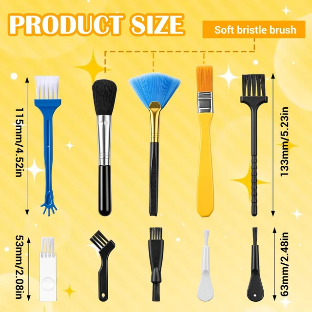 Alt view image 2 of 7 - 10 PCS Keyboard Brush Keyboard Cleaning Brushes Kit Mini Anti Static Brush Small Nylon Dust Cleaning Brushes for Electronic Devices Computer Motherboard Fans Camera Small Space