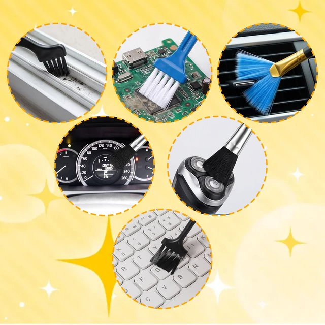 Alt view image 3 of 7 - 10 PCS Keyboard Brush Keyboard Cleaning Brushes Kit Mini Anti Static Brush Small Nylon Dust Cleaning Brushes for Electronic Devices Computer Motherboard Fans Camera Small Space