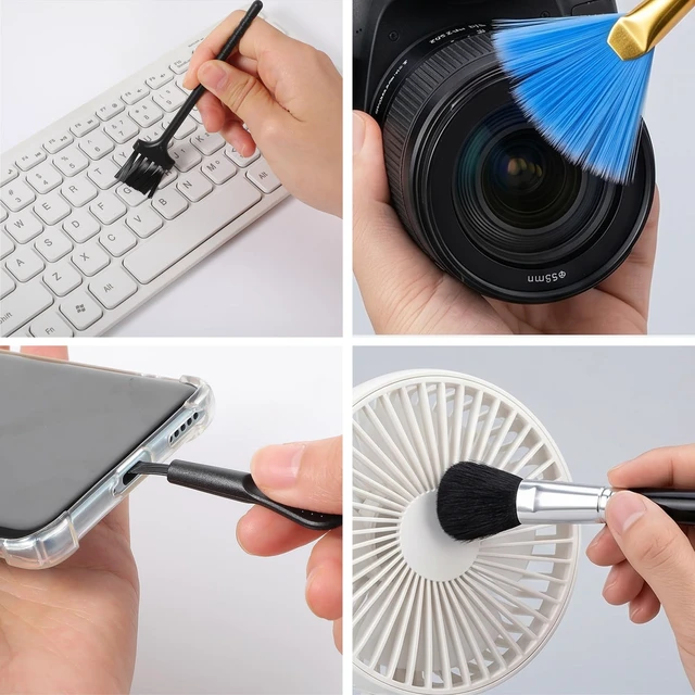 Alt view image 4 of 7 - 10 PCS Keyboard Brush Keyboard Cleaning Brushes Kit Mini Anti Static Brush Small Nylon Dust Cleaning Brushes for Electronic Devices Computer Motherboard Fans Camera Small Space