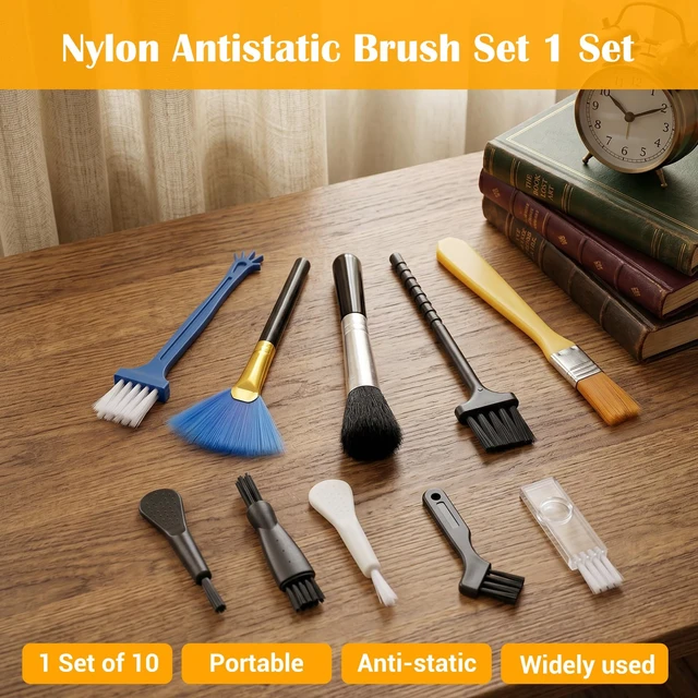 Alt view image 6 of 7 - 10 PCS Keyboard Brush Keyboard Cleaning Brushes Kit Mini Anti Static Brush Small Nylon Dust Cleaning Brushes for Electronic Devices Computer Motherboard Fans Camera Small Space