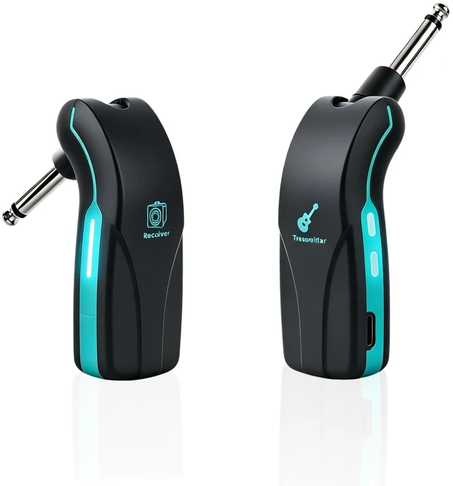Main image of 2.4GHz Wireless Guitar System, Rechargeable Transmitter & Receiver | 100FT Wireless Range, 220° Rotatable Plug, Plug & Play for Electric Guitar, Bass, Keyboard & Audio Devices