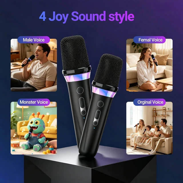 Alt view image 4 of 7 - Car Karaoke Microphone System, Dual Wireless Rechargeable Dynamic Mics | 3.5mm AUX Receiver, Plug & Play, Volume Control for Car Stereo, Home Audio, Portable Speakers & PA Systems