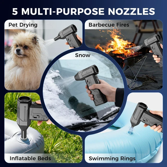 Alt view image 3 of 7 - Compressed Air Duster,130000RPM Electric Air Duster Brushless Motor with Adjustable Stepless Speed, Fast Charging Rechargeable Cordless Air Blower for PC,Car,Keyboard,Pet,Home & Outdoor
