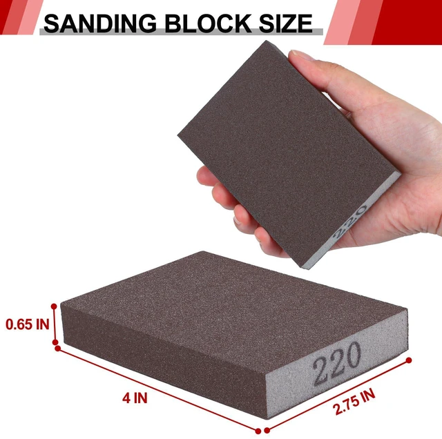 Alt view image 2 of 7 - 8 Pack Sanding Sponge, 60/80/120/220 Grit Sanding Blocks Assortment | Washable and Reusable Sandpaper Block for Drywall Wood Metal Furniture