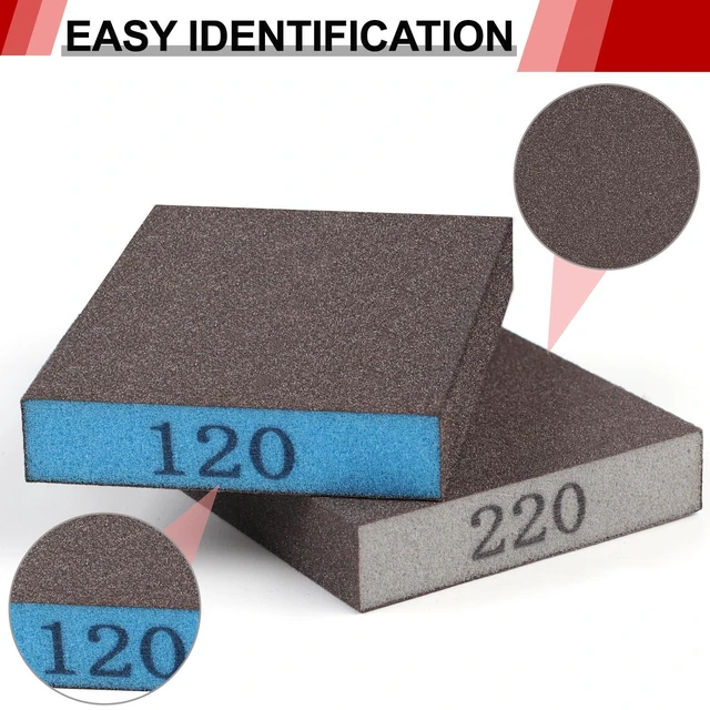 Alt view image 4 of 7 - 8 Pack Sanding Sponge, 60/80/120/220 Grit Sanding Blocks Assortment | Washable and Reusable Sandpaper Block for Drywall Wood Metal Furniture