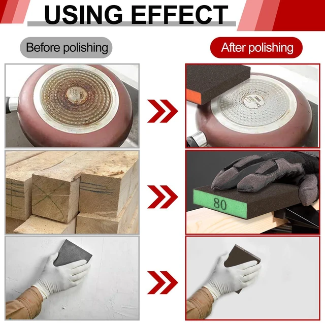 Alt view image 6 of 7 - 8 Pack Sanding Sponge, 60/80/120/220 Grit Sanding Blocks Assortment | Washable and Reusable Sandpaper Block for Drywall Wood Metal Furniture