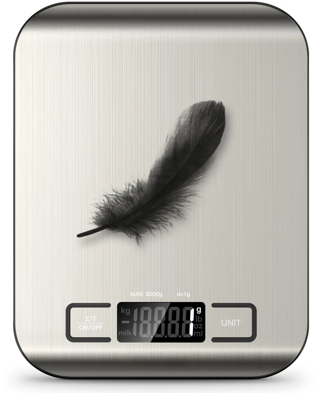 Main image of Food Scale, Digital Kitchen Scale with LCD Display, Weight Grams and Ounces for Baking Cooking and Meal Prep, 6 Units with Tare Function, 304 Stainless Steel, 11lb (Batteries Included)