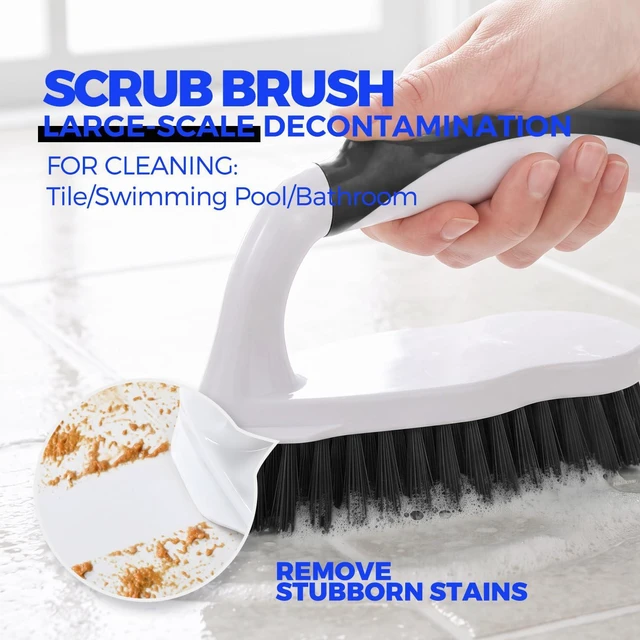 Alt view image 2 of 6 - 7 Pack Cleaning Brush Scrub Brush Kitchen Brush for Floor,Black | Deep Cleaning Brush Set, Scrub Pads with Scraper Tip for Pool Walls, Bathroom, Grout, Floor, Bike, Tub, Shower