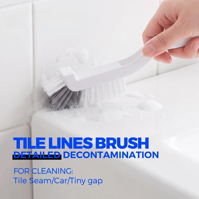 Alt view image 4 of 6 - 7 Pack Cleaning Brush Scrub Brush Kitchen Brush for Floor,Black | Deep Cleaning Brush Set, Scrub Pads with Scraper Tip for Pool Walls, Bathroom, Grout, Floor, Bike, Tub, Shower