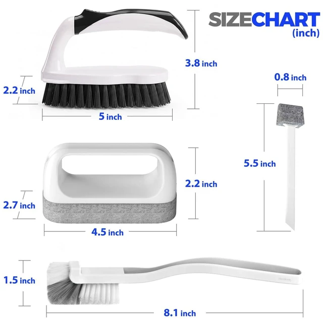 Alt view image 6 of 6 - 7 Pack Cleaning Brush Scrub Brush Kitchen Brush for Floor,Black | Deep Cleaning Brush Set, Scrub Pads with Scraper Tip for Pool Walls, Bathroom, Grout, Floor, Bike, Tub, Shower