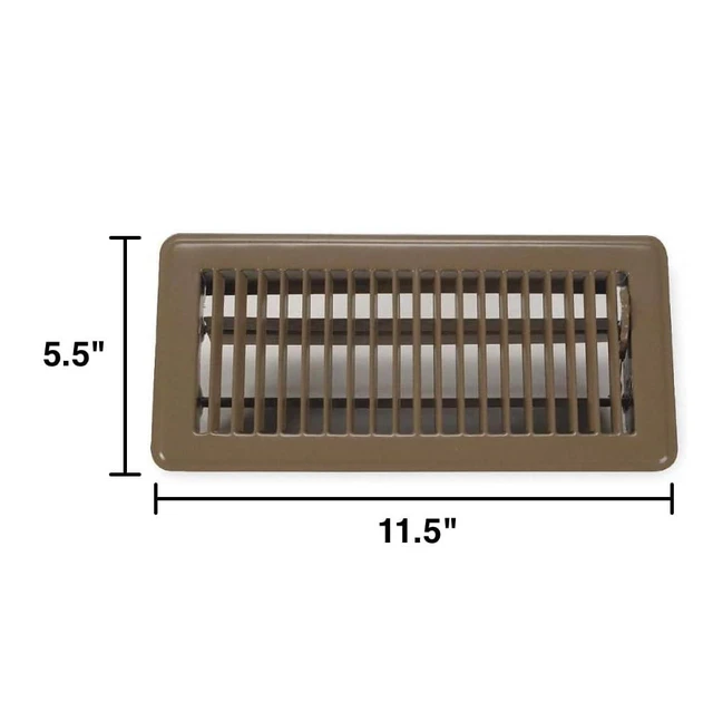 Alt view image 3 of 3 - Brown Floor Register Vent for 4-Inch by 10-Inch Vent Openings (Item Dimensions 11.5" x 5.5") - Easy Adjust Air Supply Lever - Premium Finish - Heavy Duty for Walk on Use