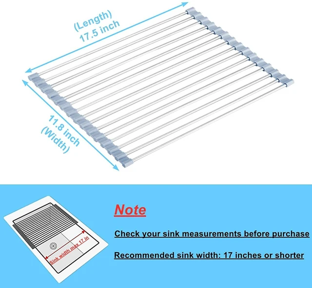 Alt view image 4 of 6 - Roll Up Dish Drying Rack, Over the Sink Dish Drying Rack Kitchen Rolling Dish Drainer, Foldable Sink Rack Mat Stainless Steel Wire Dish Drying Rack for Kitchen Sink Counter Storage 17.5x11.8