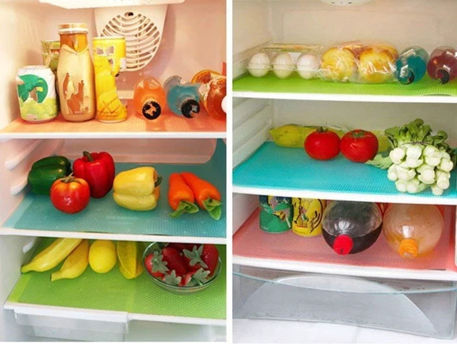 Alt view image 2 of 6 - 9 Pack Refrigerator Mats,Washable Fridge Mats Liners Easy to Clear Fridge Pads Mat Shelves Drawer Table Mats Refrigerator Liners for Shelves,3Red/3Green/3Blue