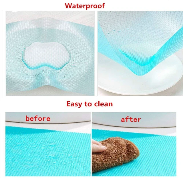 Alt view image 3 of 6 - 9 Pack Refrigerator Mats,Washable Fridge Mats Liners Easy to Clear Fridge Pads Mat Shelves Drawer Table Mats Refrigerator Liners for Shelves,3Red/3Green/3Blue
