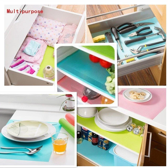 Alt view image 5 of 6 - 9 Pack Refrigerator Mats,Washable Fridge Mats Liners Easy to Clear Fridge Pads Mat Shelves Drawer Table Mats Refrigerator Liners for Shelves,3Red/3Green/3Blue