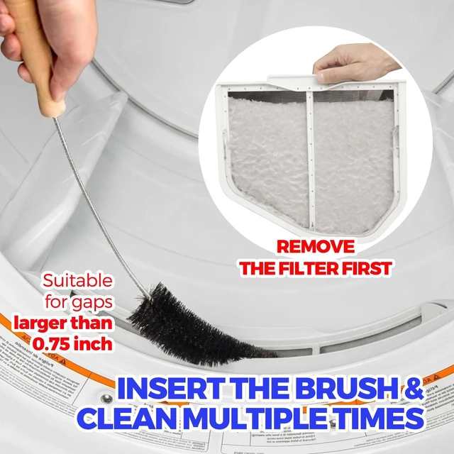 Alt view image 2 of 5 - Dryer Vent Cleaner Kit, 3 Pcs Replacement Lint Brush for Vent Trap | Dryer Vent Cleaning Kit with Crevice Tool - Deep Lint Brush for Dryer Trap & Filter, Flexible Nylon Bristles