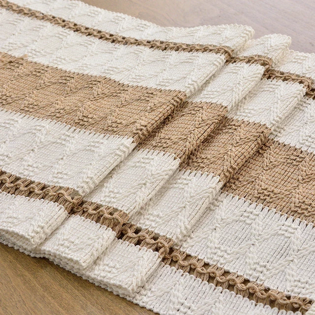 Alt view image 5 of 7 - Boho Table Runner with Tassels 12x72 Inch for Fall Home Decor | 72 Inches Long Pottery Barn Furniture Farmhouse Rustic Macrame Burlap Table Decoration for Living Room Kitchen Baby Shower