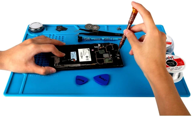 Alt view image 6 of 7 - Insulation Silicone Soldering Mat Repair Mat, Silicone Work Mats | Heat Resistant 932°F with Scale Ruler and Screw Position for Soldering, CellPhone Electronics Repair, Size: 13.8 x 9.8 inch