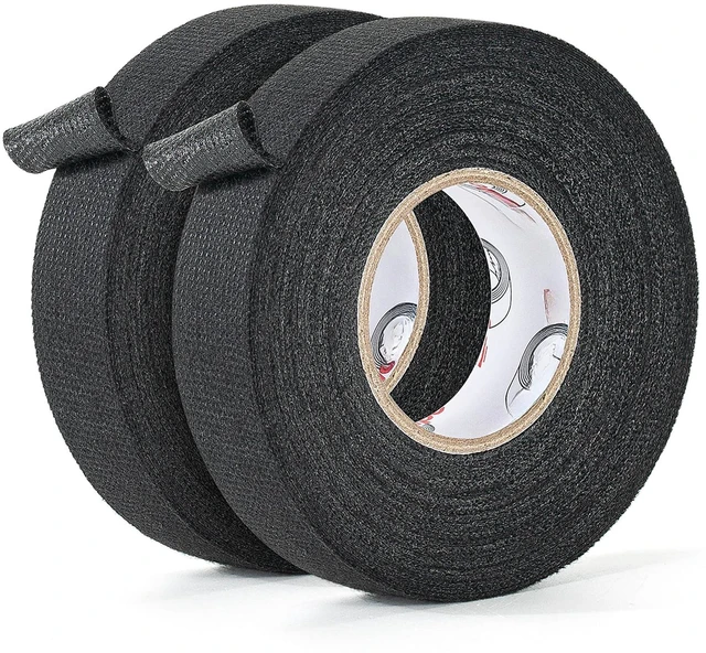 Main image of 2 Rolls Wire Harness Tape 3/4" x 56FT High Temp Felt Cloth Tape | Self-adhesive felt cloth tape for automotive wire harness & cable protection. High temp resistant, reduces noise.