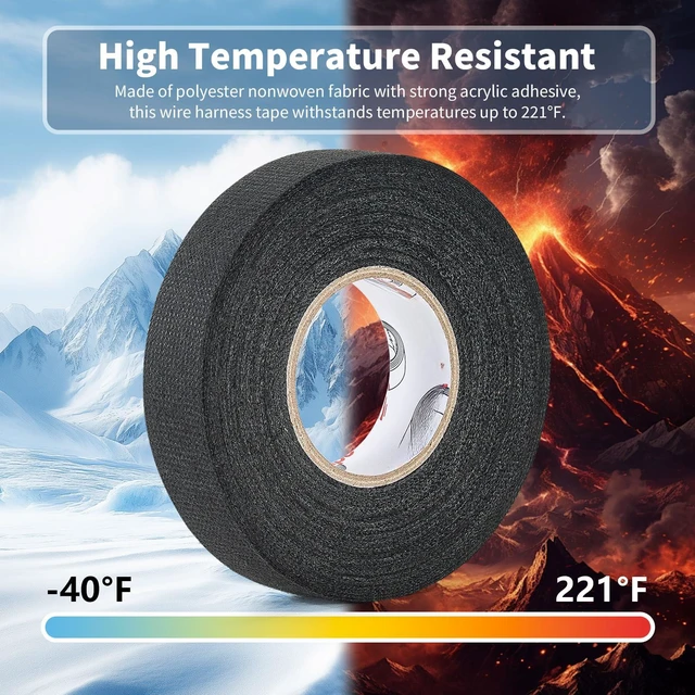 Alt view image 6 of 6 - 2 Rolls Wire Harness Tape 3/4" x 56FT High Temp Felt Cloth Tape | Self-adhesive felt cloth tape for automotive wire harness & cable protection. High temp resistant, reduces noise.