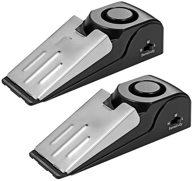Main image of 2 Pack Door Stop Alarm with 120dB Siren, Wedge Door Stopper Security Device for Travel, Apartment, Hotel, Home Portable Anti-Theft Floor Alarm for Entry Alert & Self Defense, Black