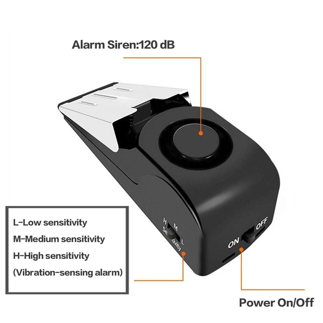 Alt view image 4 of 6 - 2 Pack Door Stop Alarm with 120dB Siren, Wedge Door Stopper Security Device for Travel, Apartment, Hotel, Home Portable Anti-Theft Floor Alarm for Entry Alert & Self Defense, Black