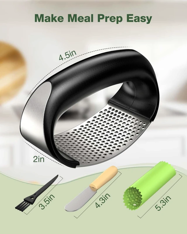 Alt view image 6 of 6 - Garlic Press Rocker - Stainless Steel Garlic Crusher, Mincer and Chopper with Peeler & Scraper, Easy Kitchen Gadget for Effortless Smashing