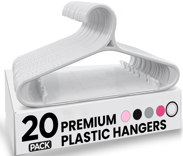 Main image of Hangers 20 Pack 11 Inch Non-Slip Baby Hangers White | Non-slip shoulder grooves | Strap hooks | Pants bar