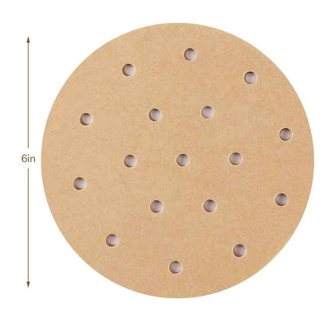 Alt view image 2 of 6 - Air Fryer Round Liners 6 Inch, 200pcs Parchment Paper Unbleached Filter Paper Perforated Parchment Paper Bamboo Steamer Papers for Air Fryer and Steaming Basket