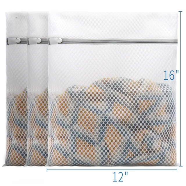 Alt view image 3 of 5 - 3Pcs Durable Honeycomb Mesh Laundry Bags for Delicates 12x16 Inches | (3 Medium)