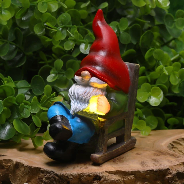 Main image of Garden Gnome Statue Solar Light Miniature Outdoor Decor Gnome Figurine for Outdoor Indoor Home Lawn Yard Balcony Porch Patio for Women Mom Grandma 3.54"x2.36"x4.72"