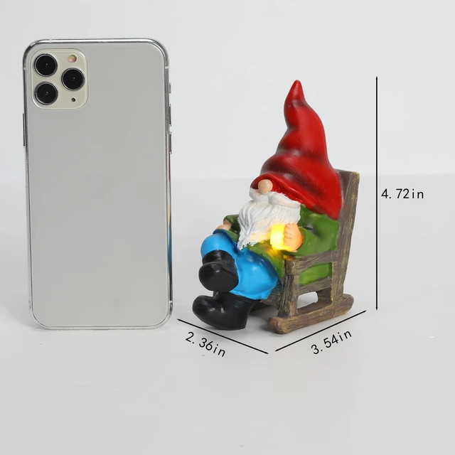 Alt view image 2 of 6 - Garden Gnome Statue Solar Light Miniature Outdoor Decor Gnome Figurine for Outdoor Indoor Home Lawn Yard Balcony Porch Patio for Women Mom Grandma 3.54"x2.36"x4.72"