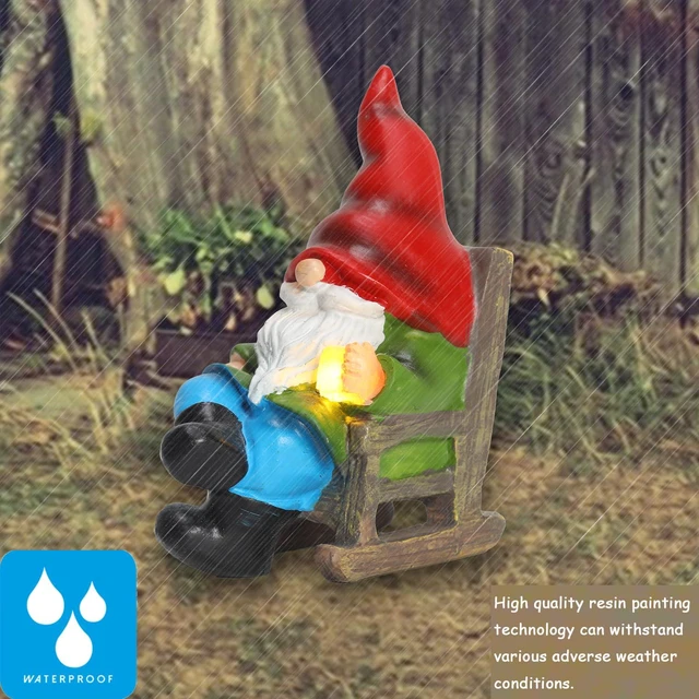 Alt view image 6 of 6 - Garden Gnome Statue Solar Light Miniature Outdoor Decor Gnome Figurine for Outdoor Indoor Home Lawn Yard Balcony Porch Patio for Women Mom Grandma 3.54"x2.36"x4.72"