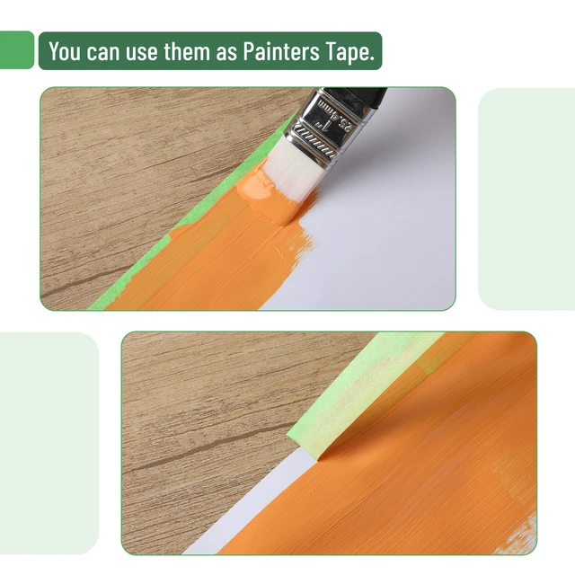 Alt view image 6 of 7 - Green Masking Tape, 0.6 Inch Wide, 3 Rolls, 3 x 55 Yards | Light Green, Painters Tape