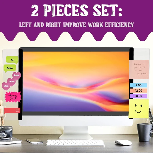Alt view image 2 of 6 - Office Desk Accessories 2pcs Computer Monitor Memo Board Office Supplies | Computer Monitor Memo Board Computer Sticky Note Holder