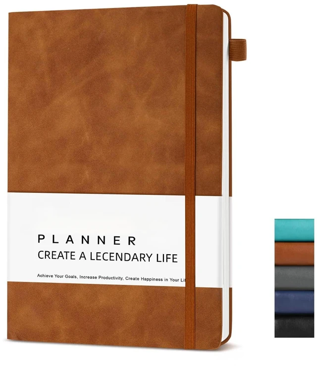 Main image of Lined Journal Notebook, 200 Pages, Leather Hardcover Notebooks, A5 College Ruled Thick Classic with Pen Loop Notebook Journals for Writing, for Women Men Office School, 5.75'' X 8.38'', Brown
