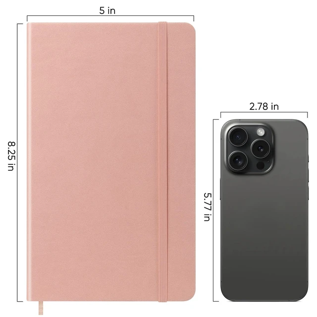 Alt view image 4 of 7 - Lined Journal Notebook,128 Pages Thick Paper, 5"×8.25"(Pink) | Leather Hard Cover,100Gsm Thick Paper with Inner Pocket for Writing Note Taking Office School