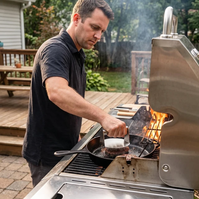 Alt view image 7 of 7 - Stainless Steel Smash Burger Press, 5.5 Inch Manual Burger Smasher with Handle, Metal Patty Press for Griddle, Grill, Bacon, Sandwiches and Flat Top Cooking