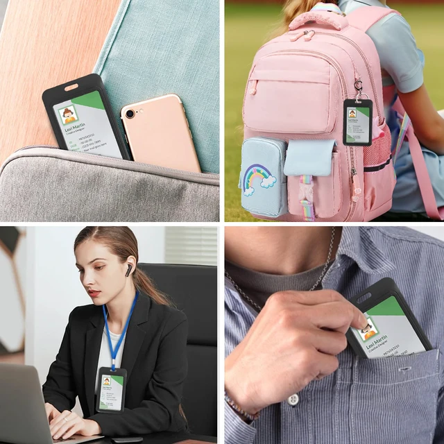 Alt view image 5 of 6 - Pink ID Badge Holder with Lanyard, Retractable Badge Holders Reels and Lanyards Release Buckle, for Women Kids Office Nurses Teacher Doctor Student