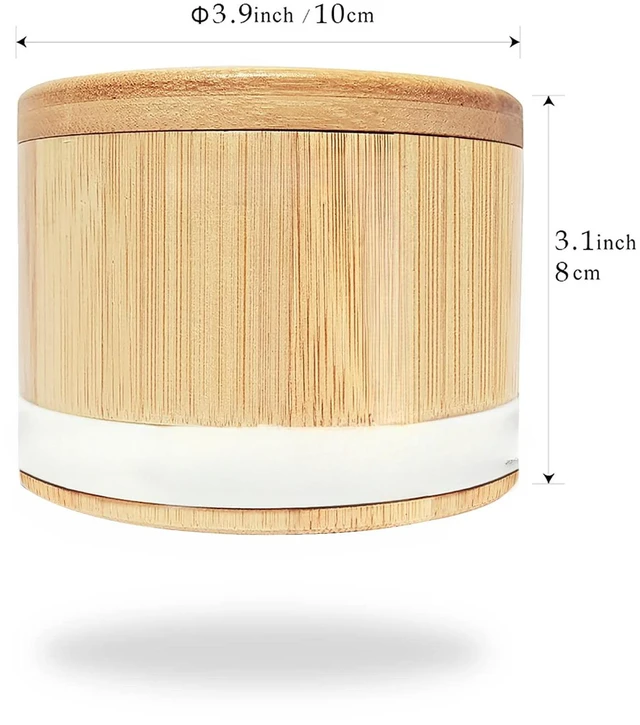 Alt view image 5 of 5 - Salt Cellar with Lid, Bamboo Salt Container for Countertop | Salt Box with Built-in Spoon and Divider, Luminous SALT Label Holder, 13oz Kitchen Salt Bowl for Sea Salt Pepper and Spice