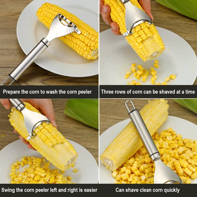 Alt view image 4 of 6 - Corn Peeler Stainless Stee Corn Cob Stripper Tool Corn Thresher from the Cob, Removes Corn Kernels From Corn Cobs In Seconds, Kitchen Gadget