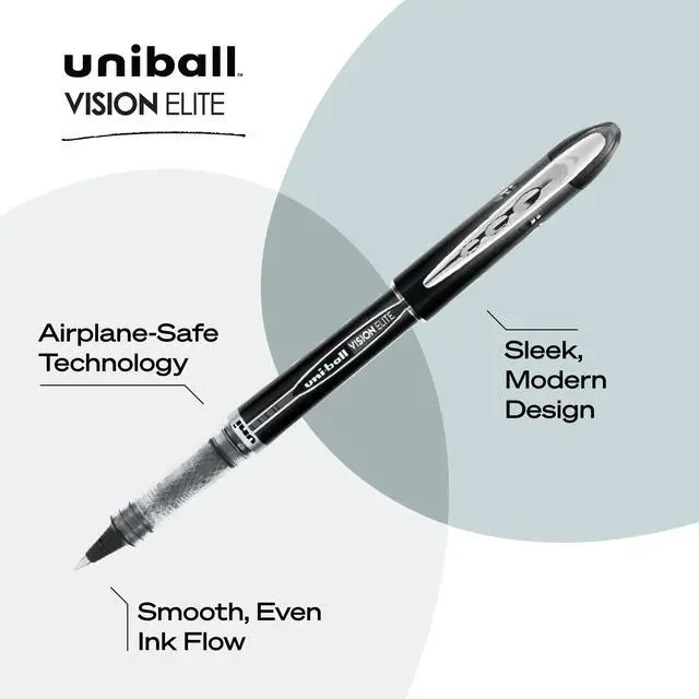 Alt view image 3 of 7 - Vision Elite Rollerball Pens Fine Point Micro Tip, 0.5mm, Black, 12 Pack