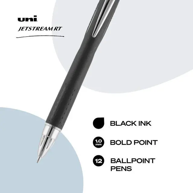 Alt view image 3 of 6 - Jetstream RT Ballpoint Pens, Black, 1.0mm Medium Point, 12 Count | Retractable, Smooth Writing, Quick-Drying, Smear-Resistant, uni Super Ink
