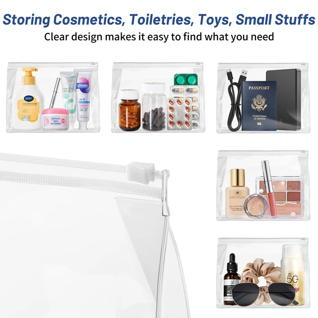 Alt view image 5 of 7 - Mini Clear Makeup Bags, 7.9" x 5.9" x 2", 12 PCS | Waterproof, Zipper Organizer Pouches, Plastic Travel Toiletry Bags, For Cosmetics, Swimsuit, Bikini