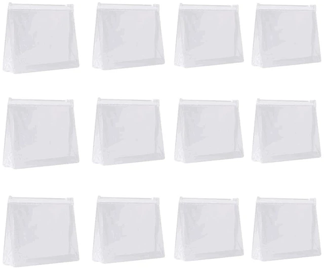 Main image of 12pcs Mini Small PVC Transparent Plastic Cosmetic Organizer Bag Pouch With Zipper Closure for Vacation Travel, Bathroom and Organizing Makeup Bag