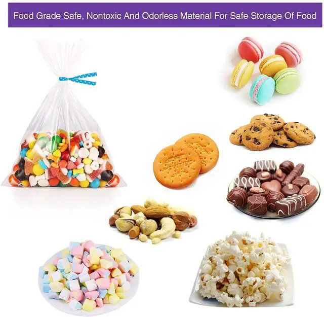 Alt view image 4 of 7 - Small Cellophane Bags, Clear Gift Treat Bags for Candy, Cake Pops, Goodies & Party Favors with 4'' Ties, 100PCS (4'' x 6'')
